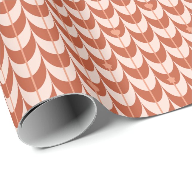 Retro Scallop Geometriskt Mönster Presentpapper (Rullad Hörn)