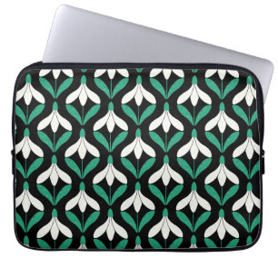 Retro Scandi Mid Century Modern Snödroppsmönster Laptop Fodral