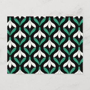 Retro Scandi Mid Century Modern Snödroppsmönster Vykort