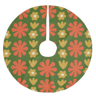 Retro Scandinavian Blommigt God jul Julgransmatta Borstad Polyester