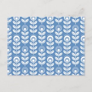 Retro Scandinavian Blue Mönster Helg Vykort