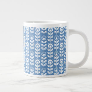 Retro Scandinavian Blue Mönster Jumbo Mugg