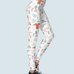 Retro Scandinavian Hygge Leggings<br><div class="desc">Den här roligten Scandinavian-stil är perfekten för att ge ditt liv en aning av Hygge. En varm och mysigt vinterdesign med  rosa och grönt. Originalkonst av Nic Squirrell.</div>