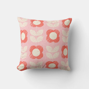 Retro Scandinavian Stylized Blommigt Seamless Kudde