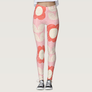 Retro Scandinavian Stylized Blommigt Seamless Leggings