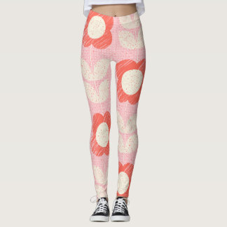 Retro Scandinavian Stylized Blommigt Seamless Leggings