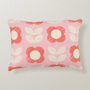 Retro Scandinavian Stylized Blommigt Seamless Prydnadskudde
