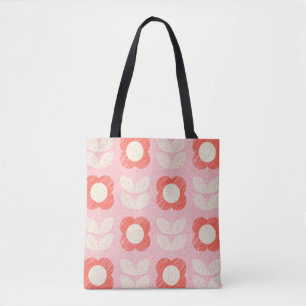 Retro Scandinavian Stylized Blommigt Seamless Tygkasse