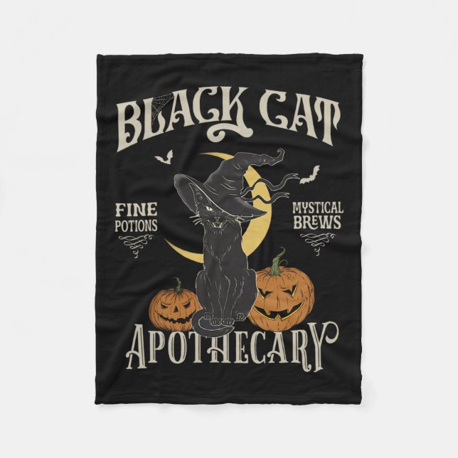 Retro Scary Halloween Costume Black Cat Salem Apot Fleecefilt (Framsidan)