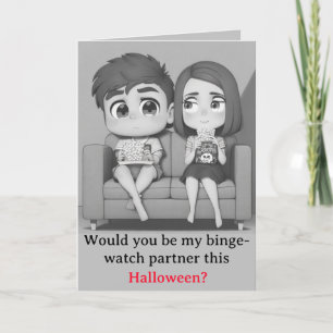 Retro Scary Movie-Binge Watch Partners (version 2) Helgkort