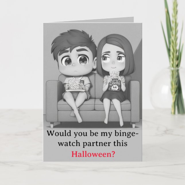 Retro Scary Movie-Binge Watch Partners (version 2) Helgkort (Framsida)