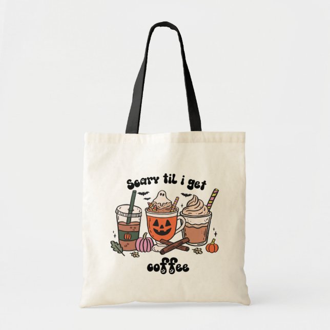Retro Scary Til Jag hämtar kaffe Halloween Tygkasse (Framsidan)