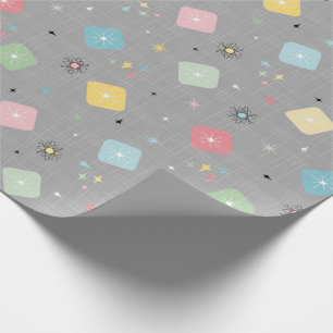 Retro Scattered Atomic Star Explosions Mönster Presentpapper