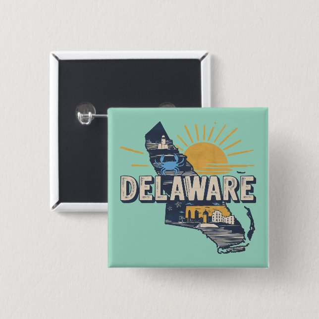 Retro Scenisk Delaware Silhuett Knapp (Framsida & baksida)