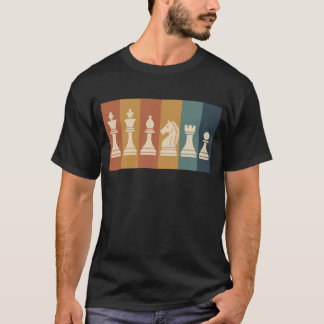 Retro Schackpjäsers Färgblockskonst T Shirt