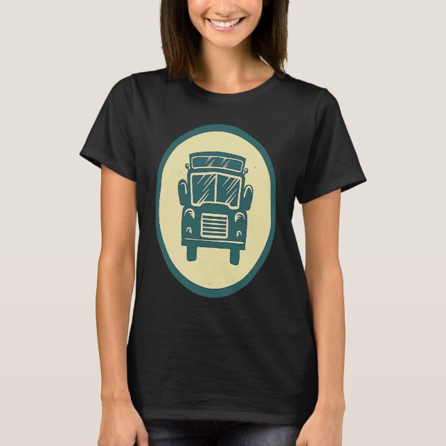Retro School Bus Vintage Driver T Shirt (Framsida)