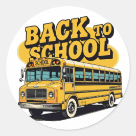 Retro School Buss Back to school Kids Runt Klistermärke