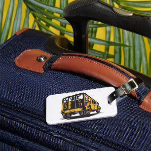 Retro School Buss Vintage Gult Bagagebricka