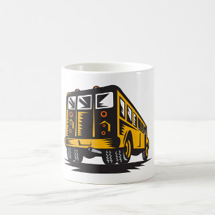 Retro School Buss Vintage Gult Kaffemugg
