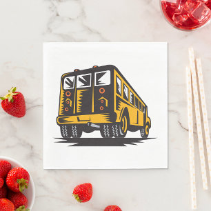 Retro School Buss Vintage Gult Pappersservett
