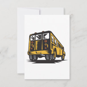 Retro School Buss Vintage Gult Tack Kort