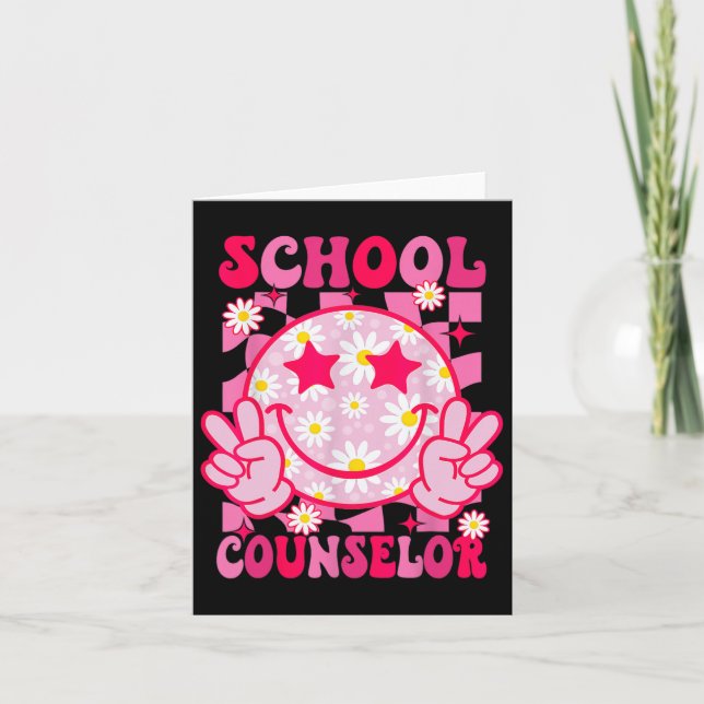 Retro School Counselor Back to school Teacher Coun Kort (Framsida)