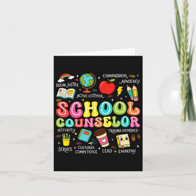 Retro School Counselor Back to school Teacher Coun Kort (Framsida)