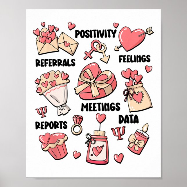 Retro School Psycholog Valentine Mental Health Poster (Framsidan)