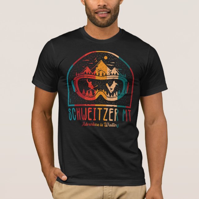 Retro Schweitzer Mountain Ski Sunset T-Shirt (Framsida)