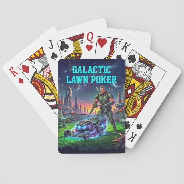 Retro Sci-Fi Astronaut Galaktisk Gräsmattes Comic  Casinokort (Baksidan)