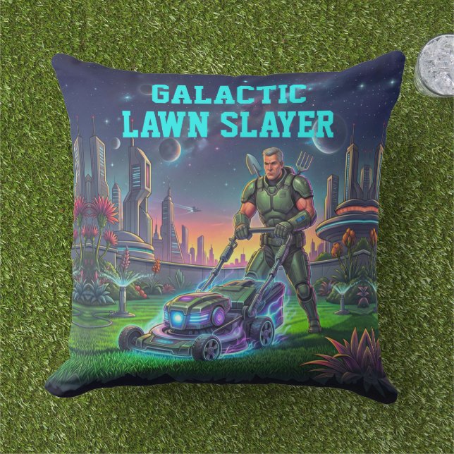Retro Sci-fi Astronaut Trädgårdsmördare Hemdekor Kudde (Gräs)
