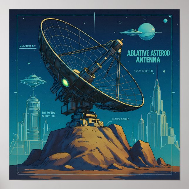 Retro Sci-Fi Blueprint Technical Wallpaper Poster (Framsidan)