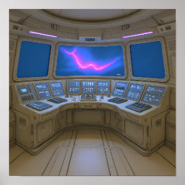 Retro Sci-Fi Cockpit: Pilotens Uplink-Konsoll Kons Poster