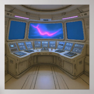 Retro Sci-Fi Cockpit: Pilotens Uplink-Konsoll Kons Poster
