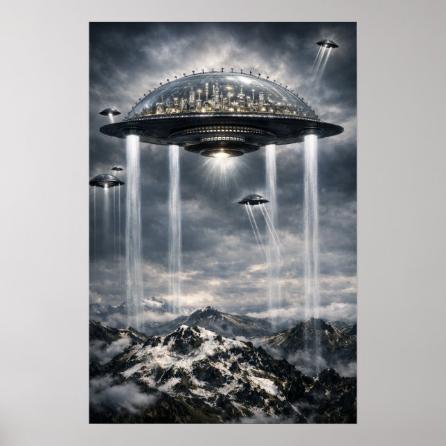 Retro Sci-Fi Fantasy Cities Of The Future Art Poster (Framsidan)