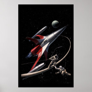 Retro Sci-Fi Fantasy Rymd Astronauter Konst Poster