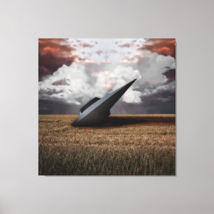 Retro Sci - fi. Kraschad UFO Canvastryck