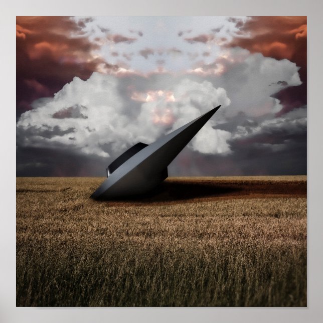 Retro Sci - fi. Kraschat UFO Poster (Framsidan)