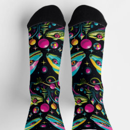 Retro Sci Fi Lizard Crew Socks