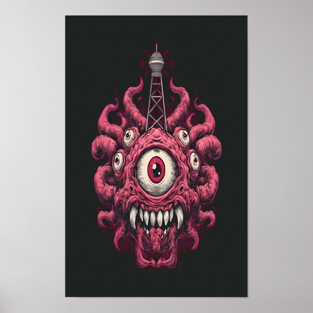 Retro Sci-Fi Mind Control Ögonboll Poster (Framsidan)