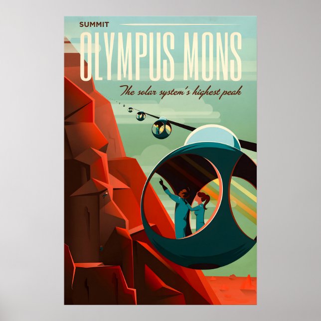 Retro Sci-Fi Olympus Mons Reseposter Poster (Framsidan)