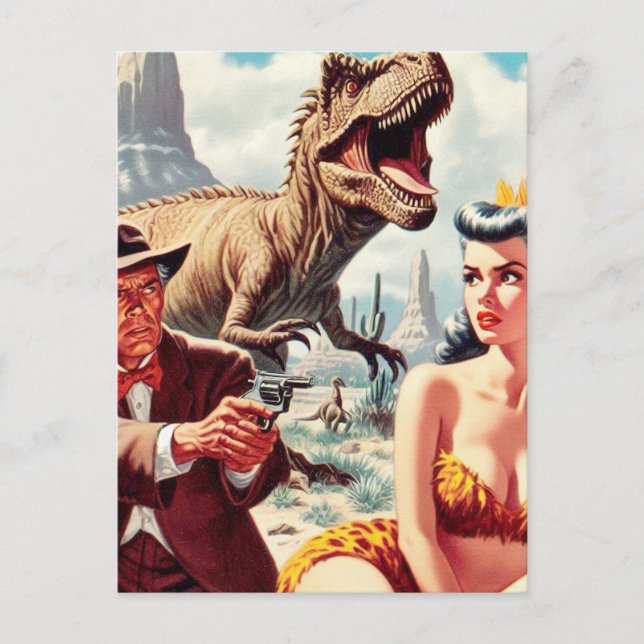 Retro Sci-Fi Pin Up Vykort (Framsida)