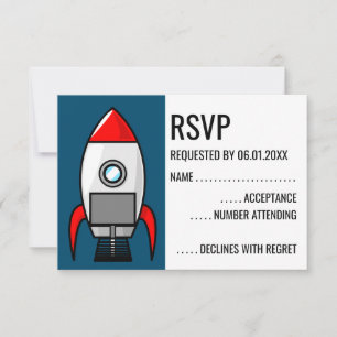 Retro Sci Fi Raket RSVP-kort OSA Kort