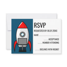 Retro Sci-Fi-Raket RSVP-kort