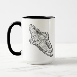 Retro Sci-Fi Rymdskepps Ritning Konst Mugg
