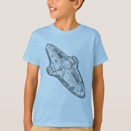 Retro Sci-Fi Rymdskepps Ritning Konst T Shirt
