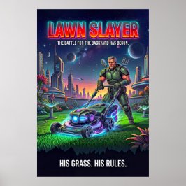 Retro Sci Fi Tactical Lawn Hero Parody Poster