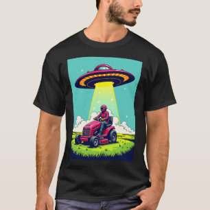 Retro Sci Fi Tecknad Rocket Frakt och Lawnmower T Shirt