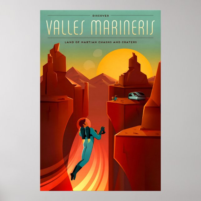 Retro Sci-Fi Valles Marineris Resoreraffisch Poster (Framsidan)
