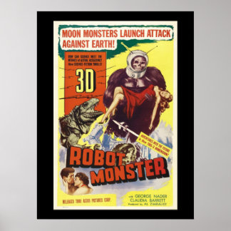 Retro Sci om 3d-robotmonstret Poster
